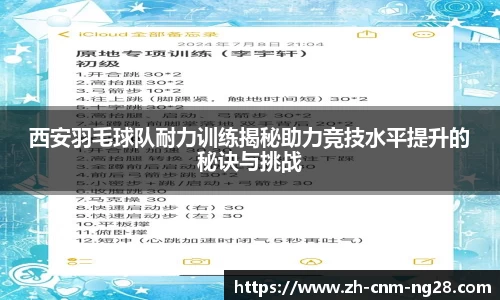 西安羽毛球队耐力训练揭秘助力竞技水平提升的秘诀与挑战